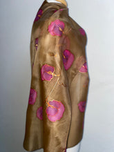 Load image into Gallery viewer, Sweet Peas Design X Long Silk Scarf : Hand Painted Silk in Chocolate Brown &amp; Pink
