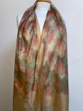 Load image into Gallery viewer, Leaves Design X Long Silk Scarf in Autumn Shades : Hand Painted Silk
