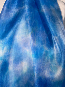 Hand Dyed Long Silk Scarf in Cool Blues