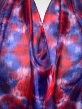 Load image into Gallery viewer, Hand Dyed Silk Neck Scarf in Scarlet, Marine Blue, White by Designer Silk Artist
