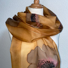 Load image into Gallery viewer, Poppies Design Long Silk Scarf : Hand Painted Silk
