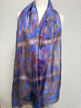 Load image into Gallery viewer, Hand Dyed Long Silk in Brown Purple Blue by Designer Silk Artist
