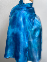 Load image into Gallery viewer, Hand Dyed Silk Neck Scarf in Sky Blue Light Navy
