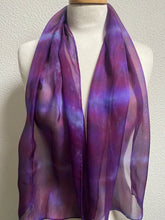 Load image into Gallery viewer, Hand Dyed Silk Neck Scarf in Burgundy Purple Lilac
