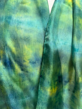Load image into Gallery viewer, Hand Dyed Silk Neck Scarf in Teal Green Lime Lemon by Designer Silk Artist
