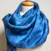 Load image into Gallery viewer, Hand Dyed Square Silk Scarf in Blue Cobalt Azure Ultramarine
