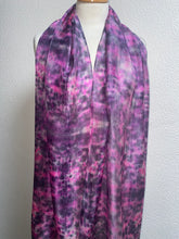 Load image into Gallery viewer, Hand Dyed Long Silk Scarf in Pinks Charcoal Grey
