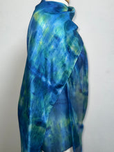 Load image into Gallery viewer, Hand Dyed Long Silk Scarf in Blue Azure Jade Ultramarine by Designer Silk Artist
