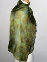 Load image into Gallery viewer, Hand Dyed Silk Neck Scarf in Khaki Green Brown
