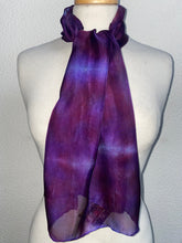 Load image into Gallery viewer, Hand Dyed Silk Neck Scarf in Burgundy Purple Lilac
