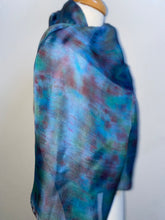 Load image into Gallery viewer, Hand Dyed Silk Neck Scarf in Blue Red Green
