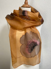 Load image into Gallery viewer, Poppies Design Long Silk Scarf : Hand Painted Silk
