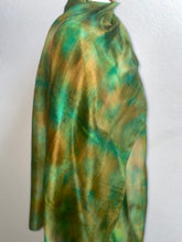 Load image into Gallery viewer, Hand Dyed Long Silk Scarf in Greens and Tan
