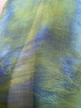 Load image into Gallery viewer, Hand Dyed Silk Neck Scarf in Apple Green Olive Navy
