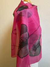 Load image into Gallery viewer, Poppy Noir Design Long Silk Scarf in Cerise : Hand Painted Silk
