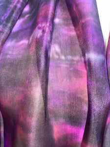 Hand Dyed Long Silk Scarf in Purple Black Pink