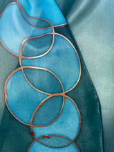 Load image into Gallery viewer, Bubbles Design Hand Painted Silk Neck Scarf in Green Teal Turquoise

