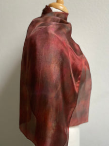 Hand Dyed Silk Neck Scarf in Rusty Brown