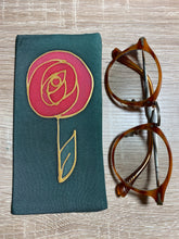 Load image into Gallery viewer, Macrose Design Glasses Case in purple or green Hand Painted Silk
