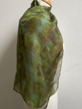 Load image into Gallery viewer, Hand Dyed Silk Neck Scarf in Khaki Green Brown
