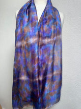 Load image into Gallery viewer, Hand Dyed Long Silk in Brown Purple Blue by Designer Silk Artist
