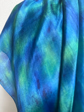 Load image into Gallery viewer, Hand Dyed Square Silk Scarf in Blues, Teal, Cobalt, Azure, Jade

