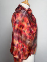 Load image into Gallery viewer, Hand Dyed Silk Neck Scarf in Cherry Red Grey Brown by Designer Silk Artist
