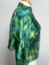 Load image into Gallery viewer, Hand Dyed Silk Neck Scarf in Teal Green Lime Lemon by Designer Silk Artist
