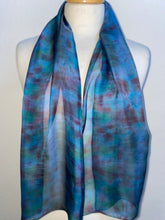 Load image into Gallery viewer, Hand Dyed Silk Neck Scarf in Blue Red Green
