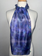 Load image into Gallery viewer, Hand Dyed Silk Small Neck Scarf in Grey Purple Turquoise by Designer Silk Artist
