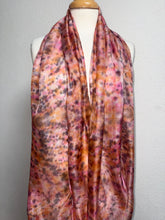 Load image into Gallery viewer, Hand Dyed Long Silk Scarf in Pink Grey Blush Orange
