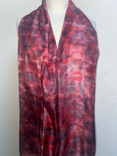 Load image into Gallery viewer, Hand Dyed Long Silk Scarf in Red, Black, Burgundy
