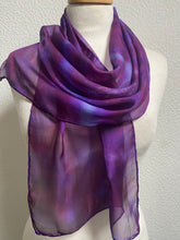 Load image into Gallery viewer, Hand Dyed Silk Neck Scarf in Burgundy Purple Lilac
