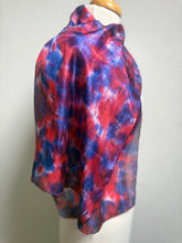 Load image into Gallery viewer, Hand Dyed Silk Neck Scarf in Scarlet, Marine Blue, White by Designer Silk Artist
