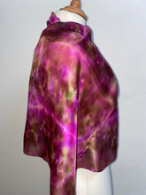 Load image into Gallery viewer, Hand Dyed Silk Neck Scarf in Brown Purple Green
