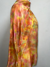 Load image into Gallery viewer, Hand Dyed Long Silk Scarf in Golden Yellow Coral Green Red by Designer Silk Artist
