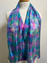 Load image into Gallery viewer, Hand Dyed Silk Neck Scarf in Multi Blues Pink Jade
