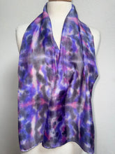 Load image into Gallery viewer, Hand Dyed Silk Small Neck Scarf in Lilac Grey Pink by Designer Silk Artist

