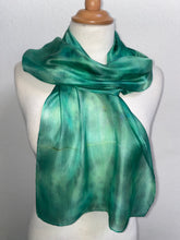 Load image into Gallery viewer, Hand Dyed Silk Neck Scarf in Soft Greens
