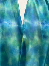 Load image into Gallery viewer, Hand Dyed Silk Neck Scarf in Peacock Blue Teal Jade by Designer Silk Artist
