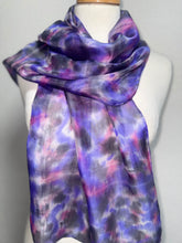 Load image into Gallery viewer, Hand Dyed Silk Small Neck Scarf in Lilac Grey Pink by Designer Silk Artist
