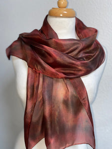 Hand Dyed Silk Neck Scarf in Rusty Brown