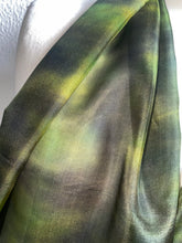 Load image into Gallery viewer, Hand Dyed Silk Neck Scarf in Forest Green Apple Lime
