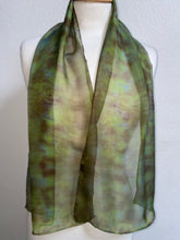 Load image into Gallery viewer, Hand Dyed Silk Neck Scarf in Khaki Green Brown
