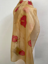 Load image into Gallery viewer, Sweet Peas Design Silk Neck Scarf in Red &amp; Caramel : Hand Painted Silk
