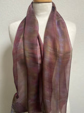 Load image into Gallery viewer, Hand Dyed Silk Neck Scarf in Burgundy Brown Grey
