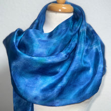 Load image into Gallery viewer, Hand Dyed Square Silk Scarf in Blue Cobalt Azure Ultramarine
