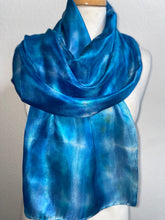 Load image into Gallery viewer, Hand Dyed Silk Neck Scarf in Sky Blue Light Navy
