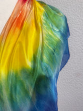 Load image into Gallery viewer, Hand Dyed Square Silk Scarf in Multicolour Rainbow
