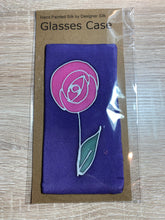 Load image into Gallery viewer, Macrose Design Glasses Case in purple or green Hand Painted Silk

